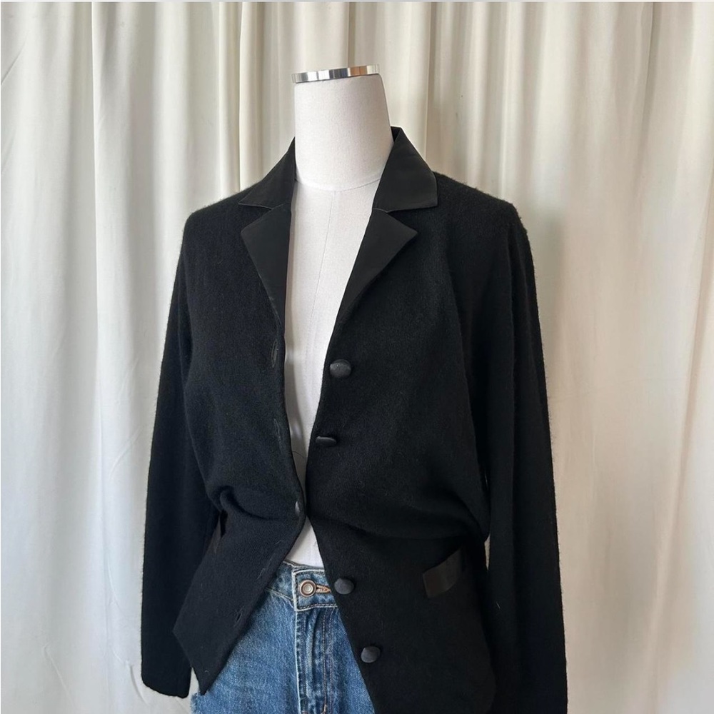 Vintage Outlander Wool button-up Cardigan sweater black Large. - Picture 6 of 8
